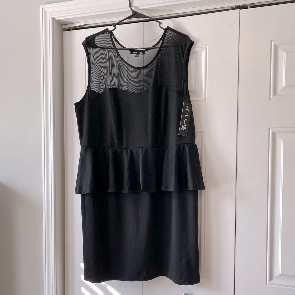 +Plus Moda black peplum dress, 2X NWT